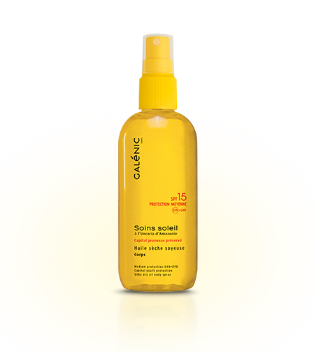 Soins soleil Huile sèche soyeuse SPF15 corps Galénic