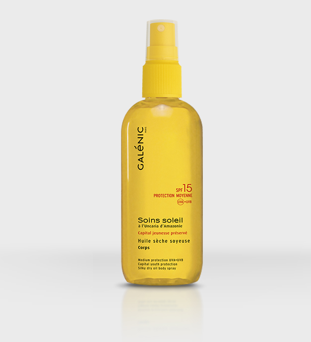 Soins soleil Huile sèche soyeuse SPF15 corps Galénic